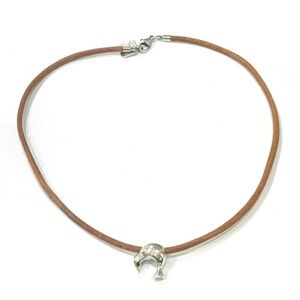 LOUIS VUITTON Silver Leather Charm Bracelet